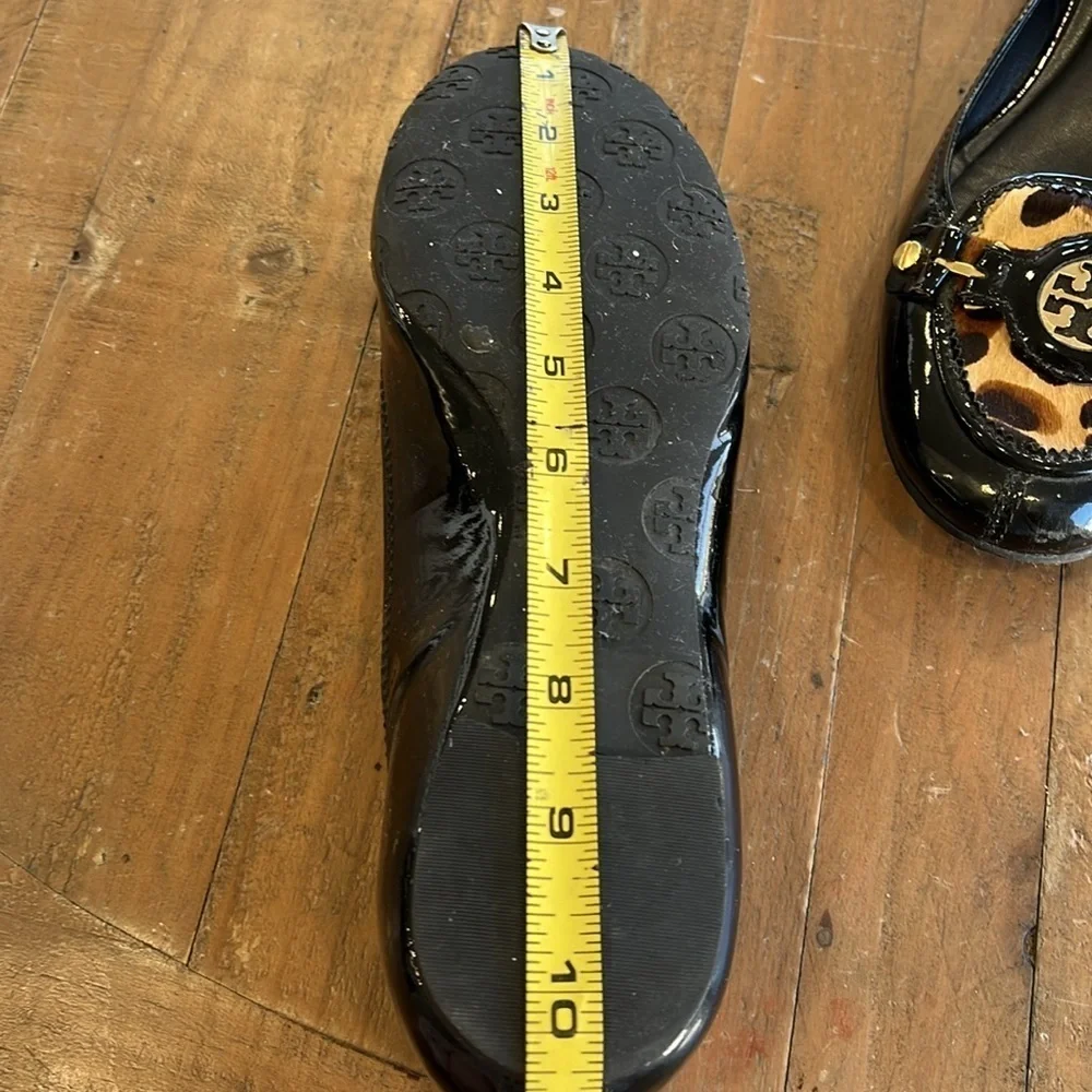 Tory Burch leopard pony hair patent leather flats women’s size 9 animal print